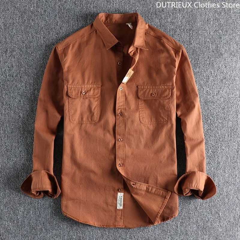 MulticolorHighquality Retro Formal Shirts for Men 100 Pure Cotton Business Casual Longsleeved Shirts Unisefriendly Tops X250903