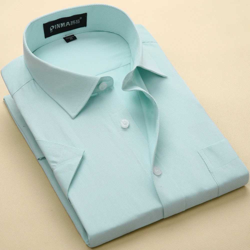 Mens Short Sleeve TurnDown Collar Dress Shirt Mens Formal Shirts Solid Color Shirts Summer Style Clothes X250903