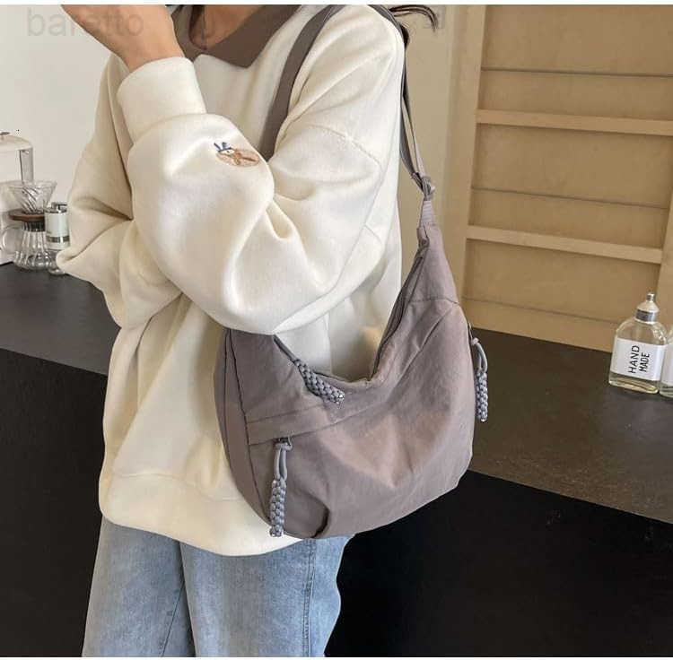 Nylon Hobo Crescent Crossbody Bag for WomenDumpling Bag Moon Shoulder Bag M250903