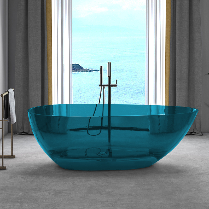 Crystal Colorful Transparent Artificial Stone Freestanding Couples Hotel u0026 Homestay Specialized Bathtub 1600mm