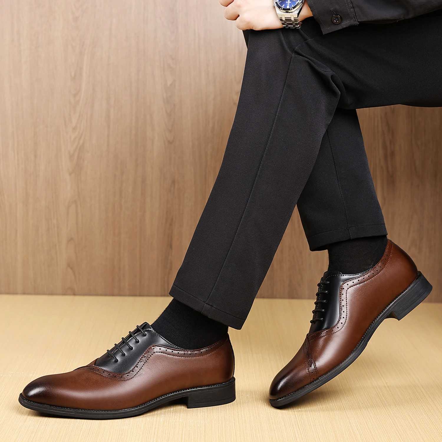 Mens Formal Business Oxford Derby Brogue Wingtip Dress Shoes for Men Y250903