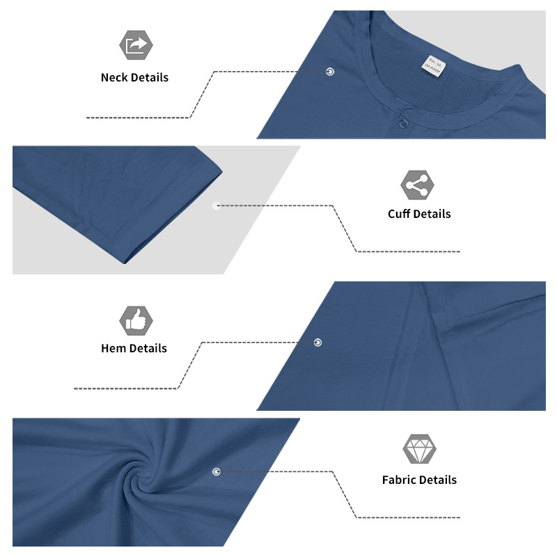 2025 New Man Henley T Shirt Casual Fashion Plain Color Long sleeve High Quality Slim Polo Shirt Men Gym Fitness T-shirt European size: S-3XL