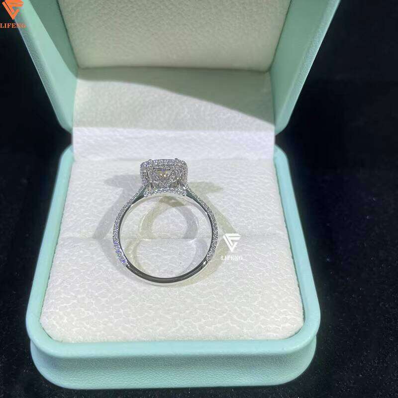 10K Platinum VVS Grade Silica Radiation-Cut Diamond Couple Ring Jewelry - Ladies' Style - view 5
