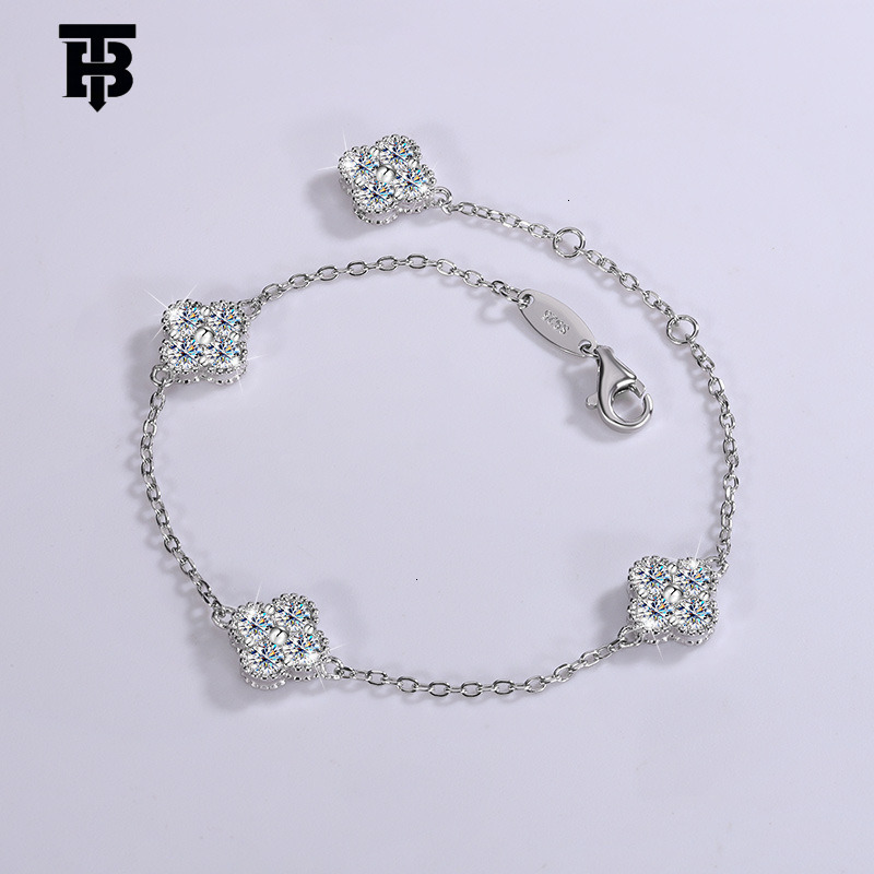 TB BHULAMTE Designer Jewelry Ladies' S925 Silver Moissanite Bracelet Is A Party Bracelet Fully Set With Diamonds Light Luxury Petite Fashionable 