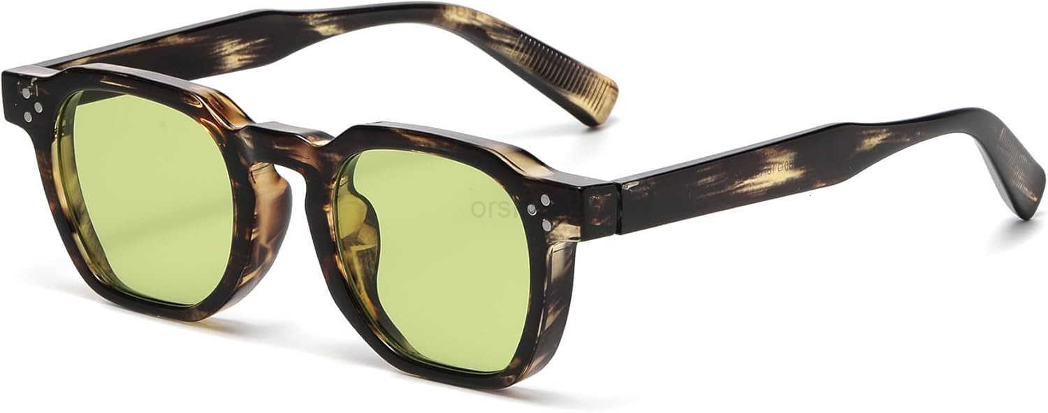 Retro Sunglasses for Womens Mens Square Thick Framed Shades Trendy Vintage Sun GlassesW250903