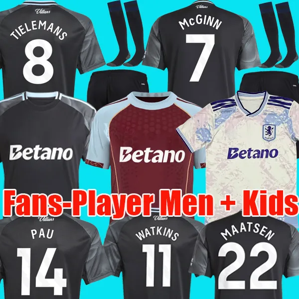 25 26 Soccer Jerseys Aston 150th Anniversary kit WATKINS Vilas ONANA 2025 McGINN ROGERS men kids set Third top football Shirt