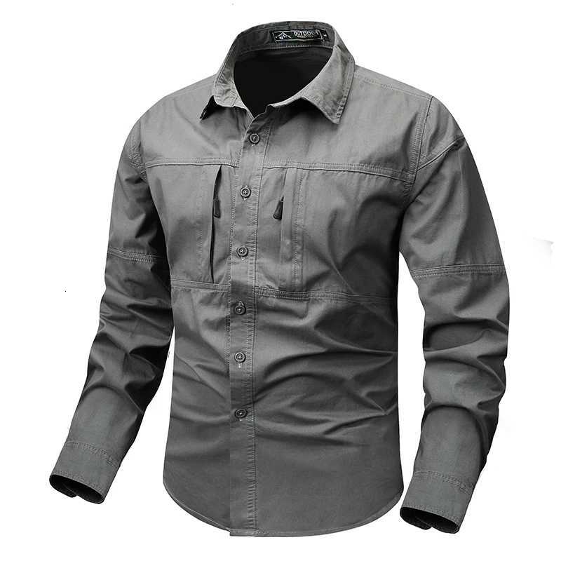 Size 5XL Spring Cotton Cargo Shirt for Men Long Sleeve MultiPocket Shirts Outdoor Casual Colthing High Quality Militar Overshir X250903