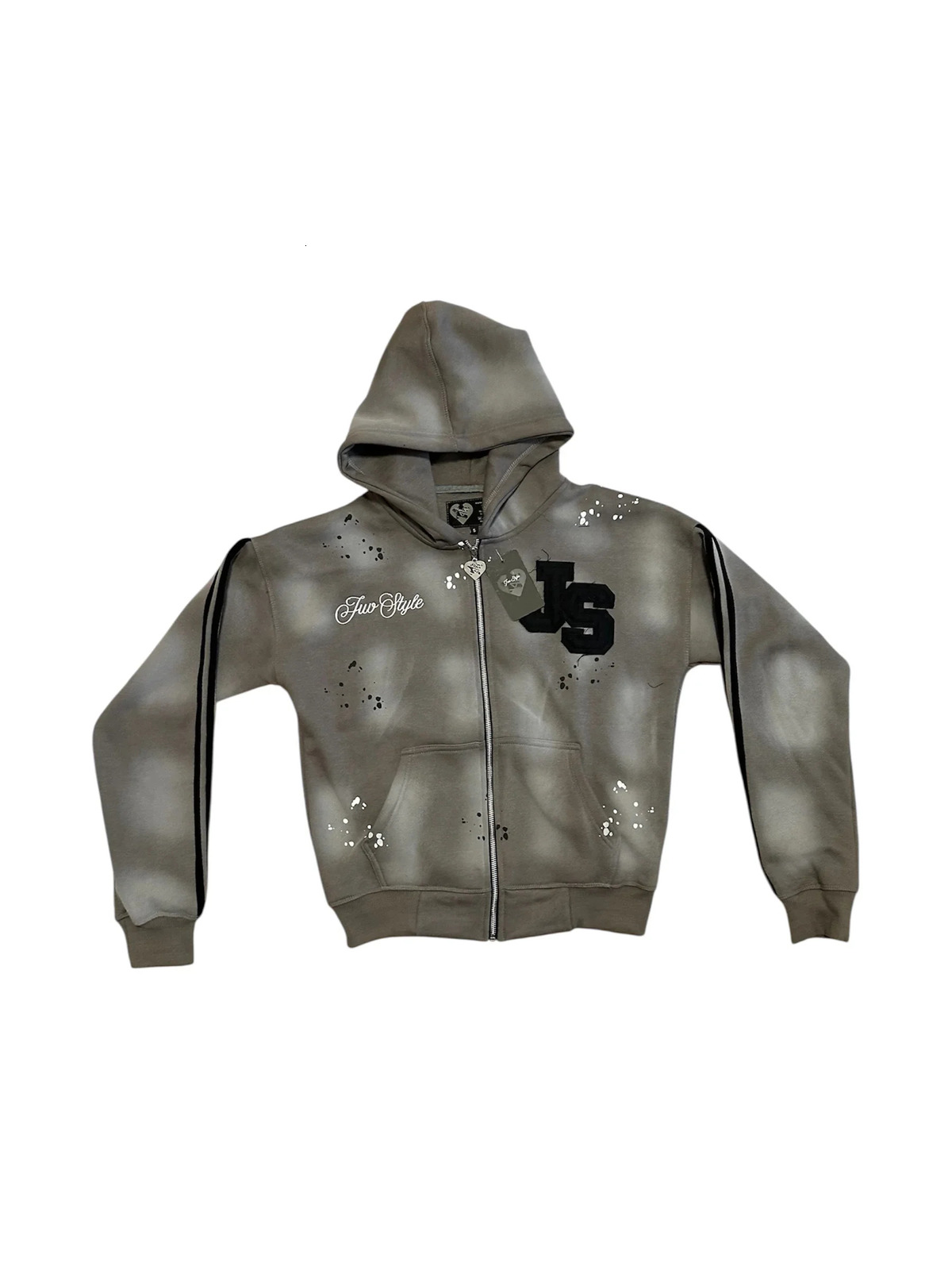 Y2K Light Grey Classic Style Sports Set Street Hip Hop Stripe Fashion Mens Wear 250903