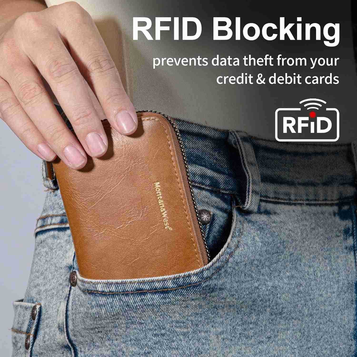 West Rfid Card Holder For Women Compact CARD Case Small Card Wallet with Zipper For Female Ladies Lightweight Easy to CarryZ250910