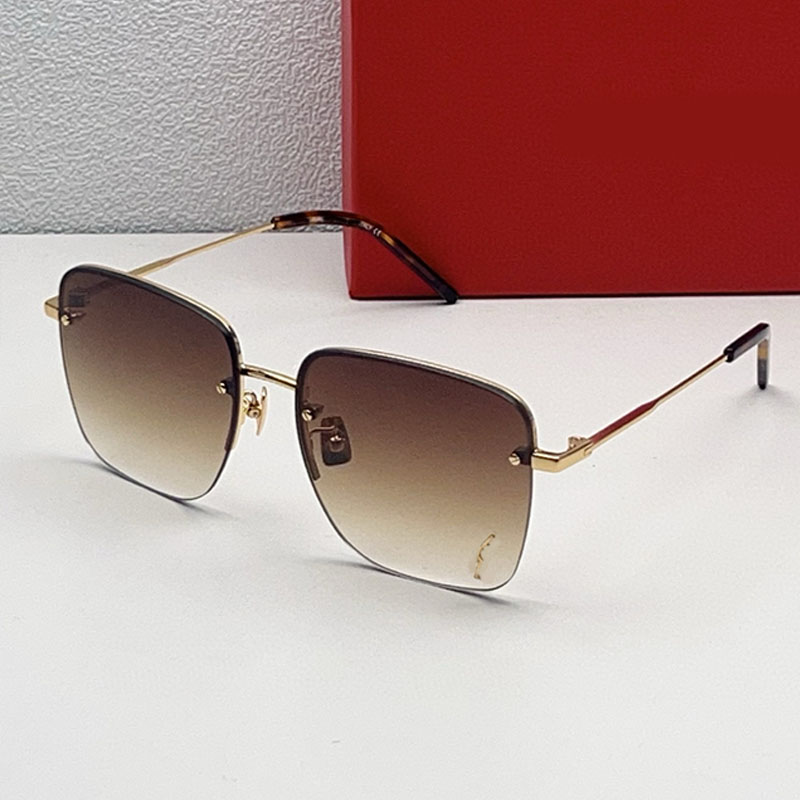 Retro Lady Square Sunglasses SL312 Designer Frameless Gradient Brown Large Lens Eyewear Outdoor Driving Beach UV Protection Sunglasses