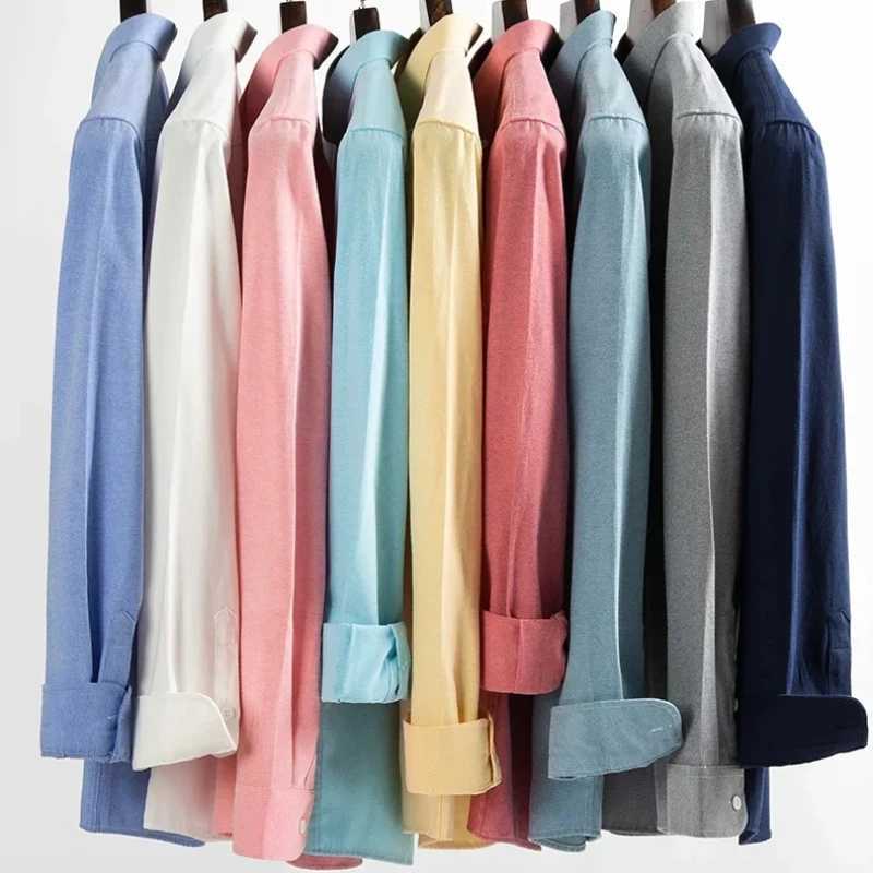 Classic Solid Color Casual Long Sleeve Shirt Men Oxford 100 Cotton Long Sleeve Shirt for Men Soft Cozy Formal White Shirt X250903