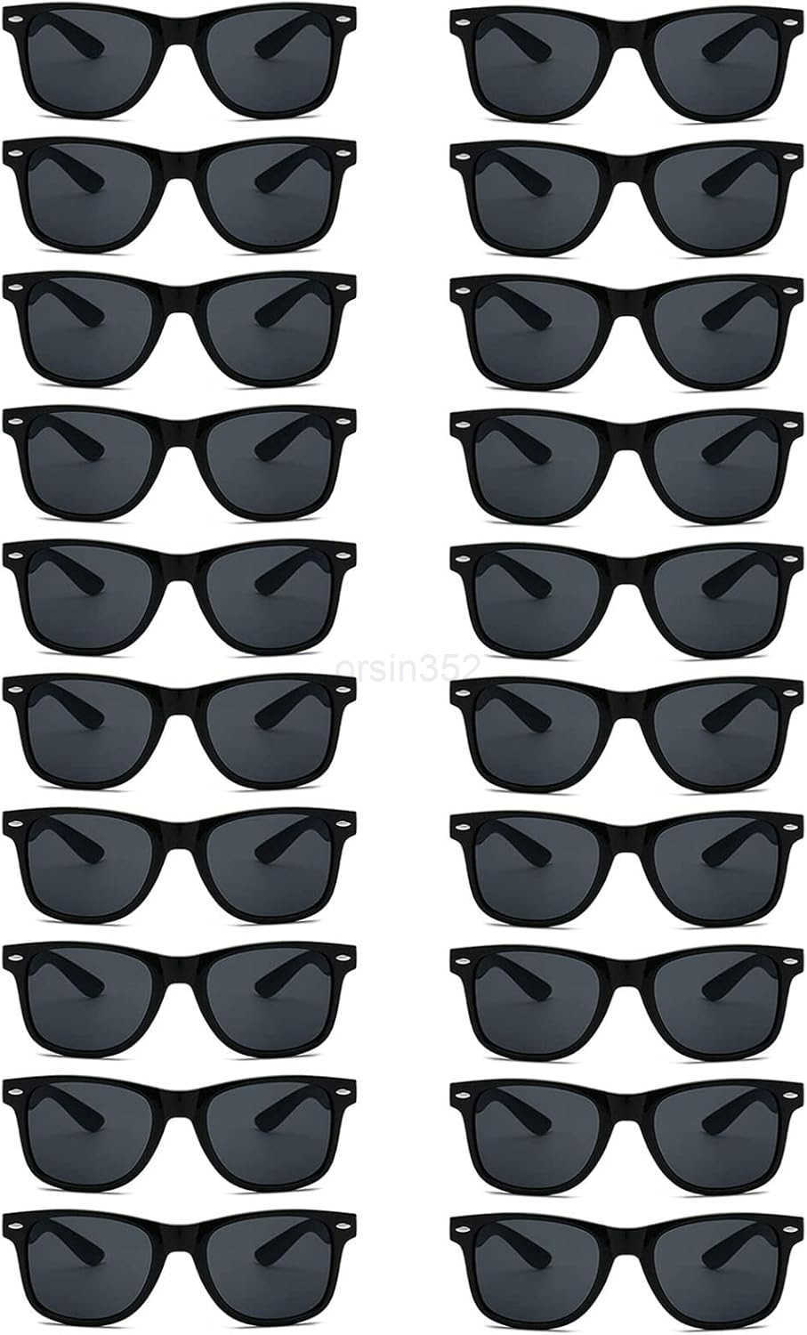 20 Pairs Bulk Sunglasses for Adult Retro 70s 90s Cheap Glasses for Party Supplies BlackW250903