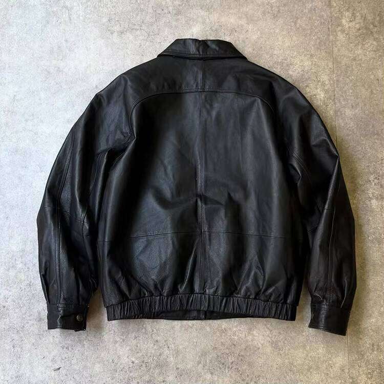 Logo Cut Windbreaker Fashion Blank Zipper Square Fit Streetwear Leather Casual Jacket for Men