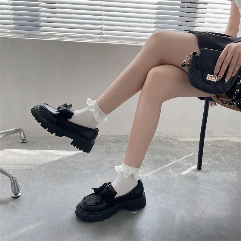 Women Flat Shoes Bow Leather Shoes Ladies 2024 New Autumn Thick Heel Loafers Woman Fi Comfortable Work Shoes ZapatosXJ250903