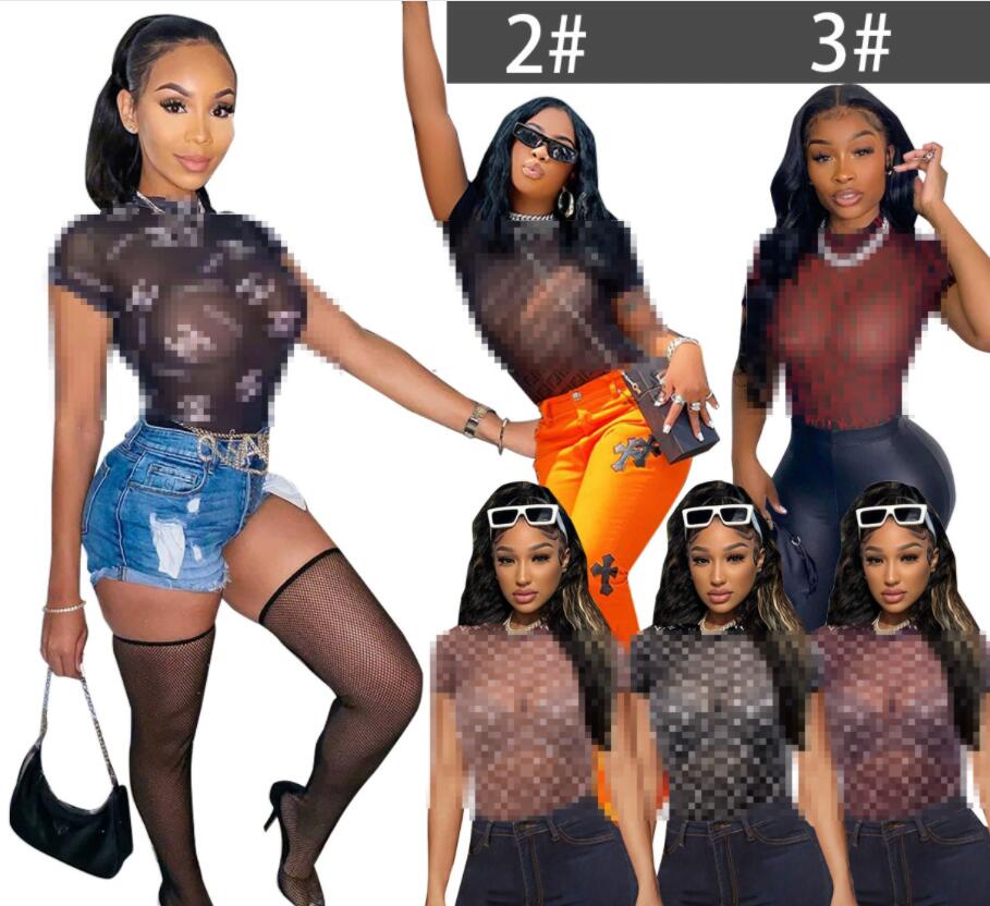 Brand new Sexy mesh T Shirts Womens Shirts Tees Designer Womens Tshirt printed Tops Short Sleeves Outwears Round Neck Design Shirt
