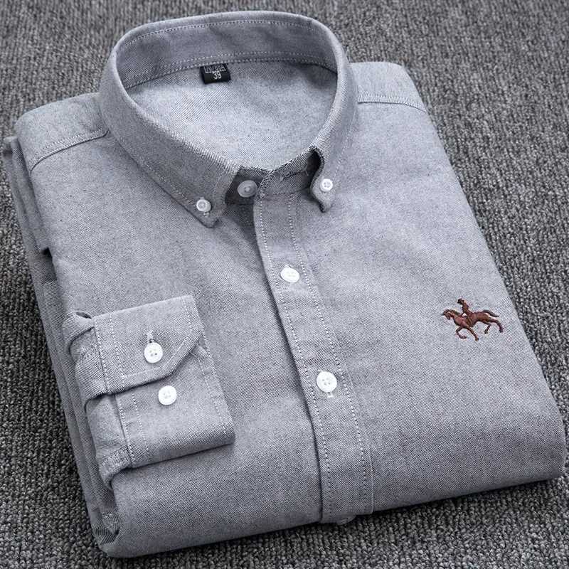 Large size Full Mens Shirts 100 Pure Cotton Oxford business Casual Shirt soft slim fit formal plain shirt Long Sleeve clothes X250903
