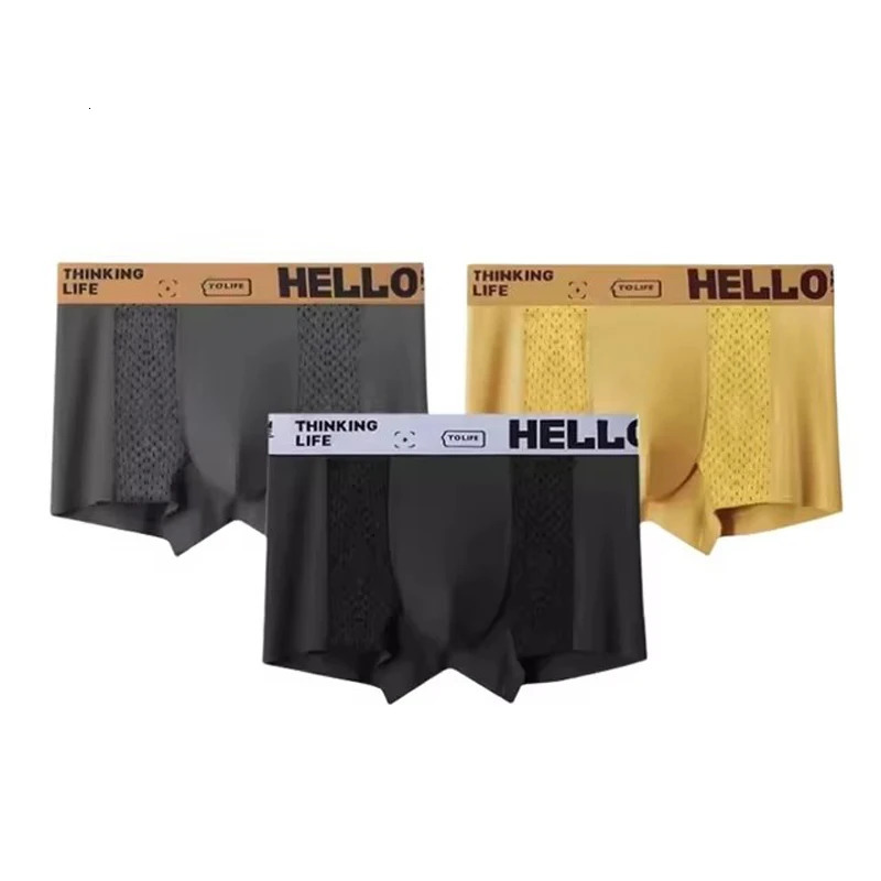 3PCSLOT Mens Underwear Breathable Mesh Man Underpants Male Thin Sexy Boxers Men Panties Boxer Shorts Ice silk 250902