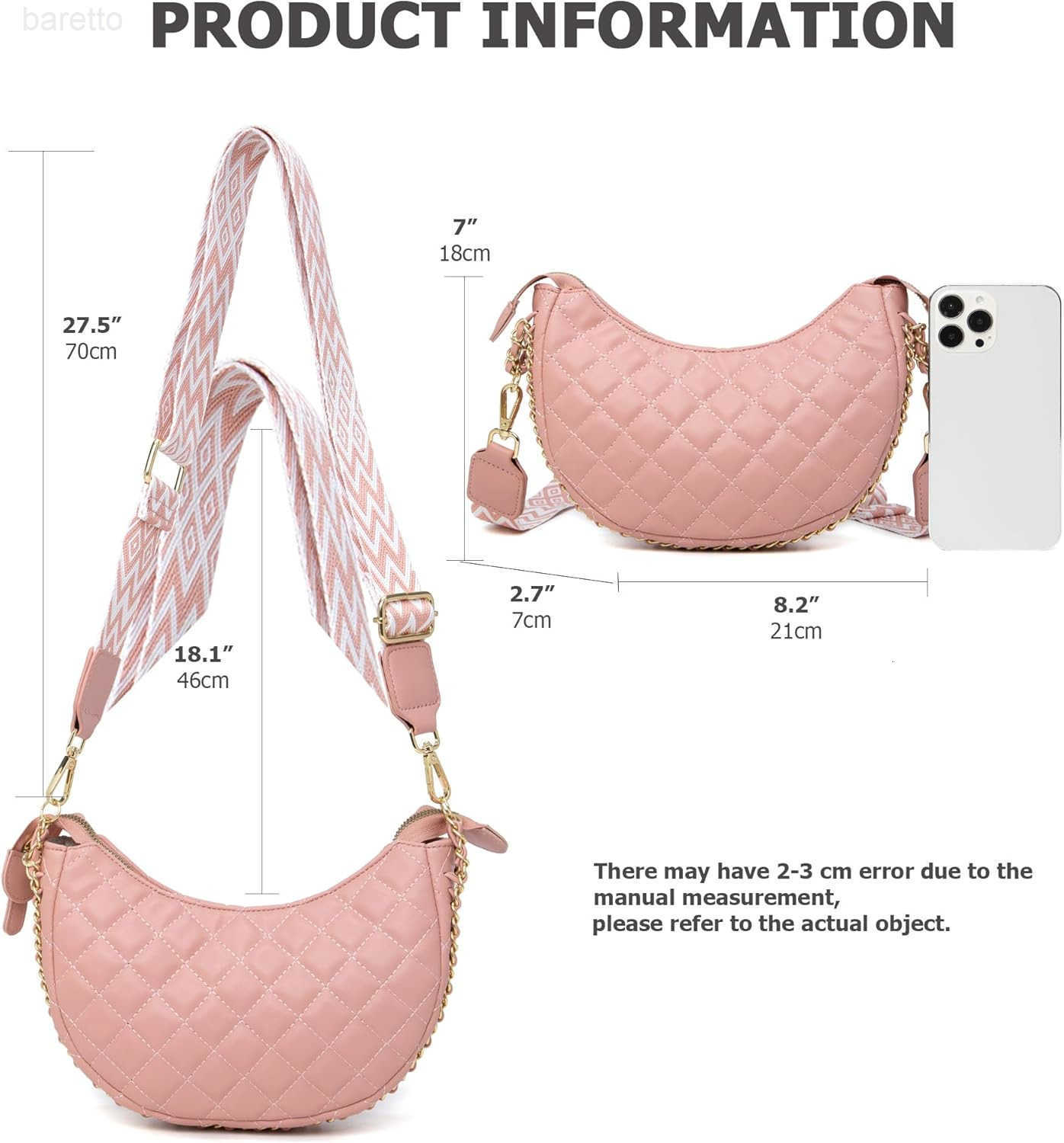 Leather Crossbody Hobo Bag for Women Lightweight Crescent Travel Sling Shoulder Bag with Removable Strap M250903