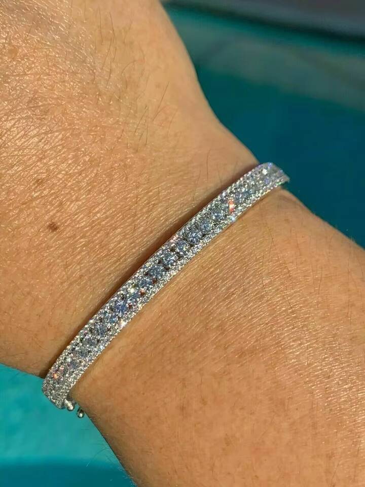Beautiful 700 Ct Round Cut Moissanite Diamond Tennis Bracelet 14k White Gold Plated