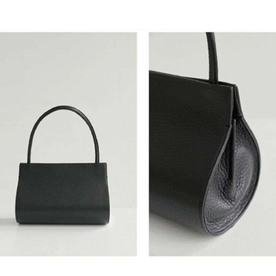 French Oval Design Women's Summer Vintage Lychee Pattern Pu Leather Handbag Black Shoulder Underarm Multilayer Totes Bag