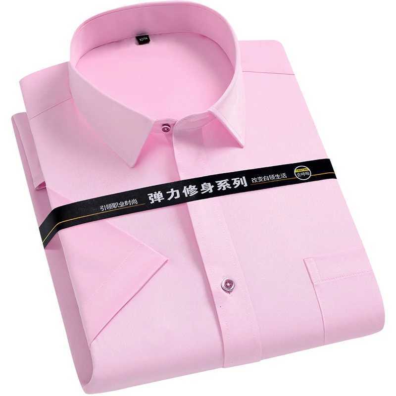 Men Short Sleeve Dress Shirt Non Iron Solid Color Basic Business Social Stretch Summer Fashion Comfortable Formal Shirts Regular X250903