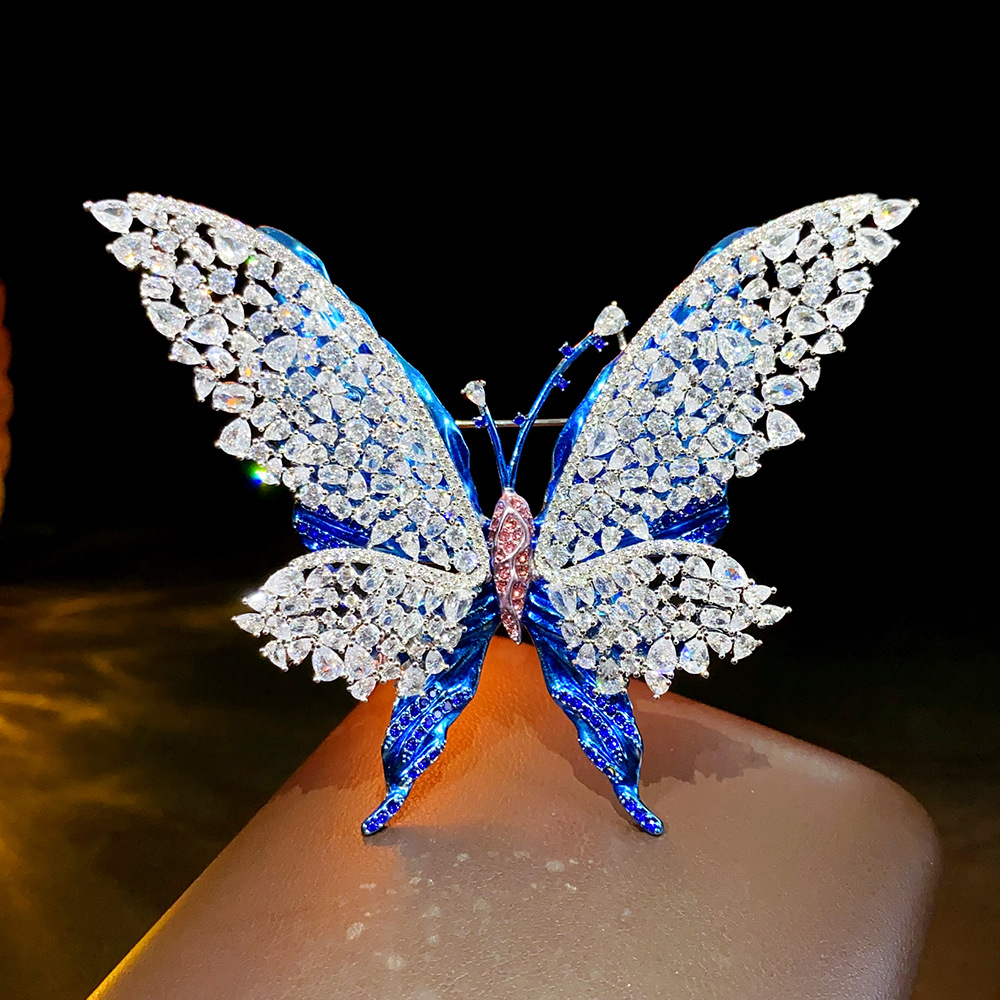Brooches designer jewelry New Style Heavy Duty Inlaid AAA Zircon Double Layer Butterfly Brooch, Light Luxury Fashionable High End Statement Clothing A