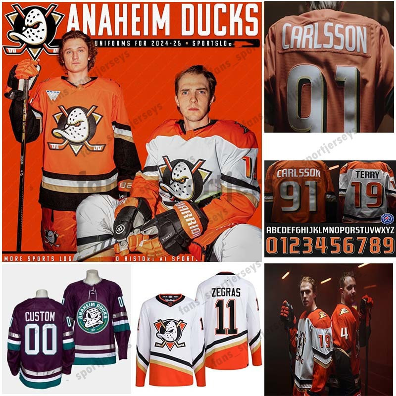 Anaheim Leo Carlsson 2024-25 New Brand Ducks Hockey Jerseys Mason McTavish Trevor Zegras Troy Terry Adam Henrique Cam Fowler Ryan Getzlaf Alex KillornJames