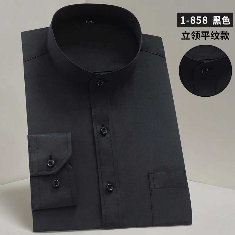Stand Collar Shirt Mens Long Sleeve Chinese Style Tang Suit Breathable AntiWrinkle Easy Care Business Casual Dress Shirts X250903