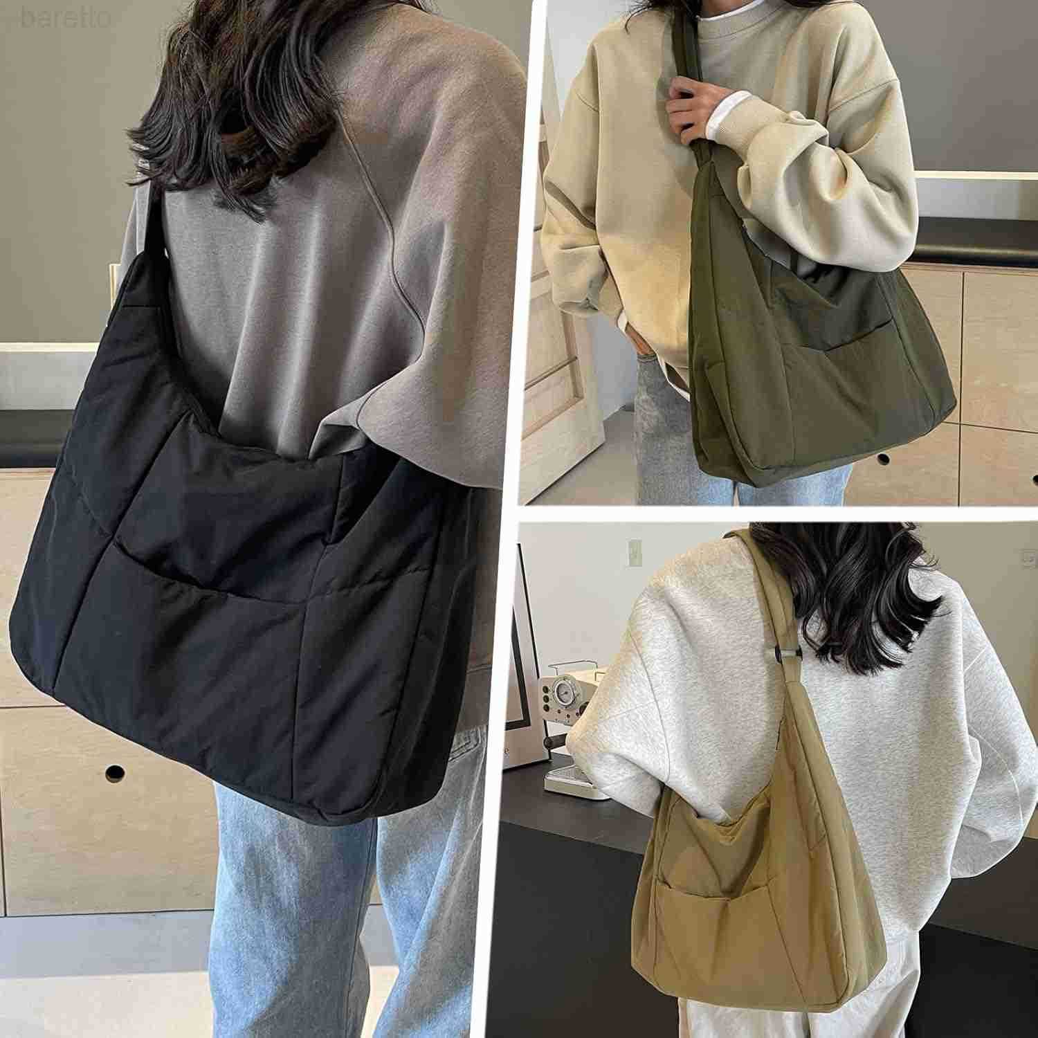 Large Nylon Crossbody Purse Women Hobo Crescent Shoulder Bag Slouchy Tote Bag Casual Weekend Handbag for Women M250903