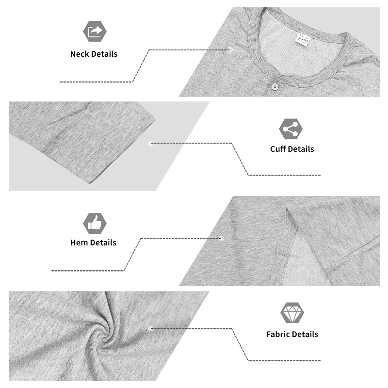 Men's Long Sleeve T-Shirt Casual Top Undershirt Men's Henley Shirt European size: S-3XL