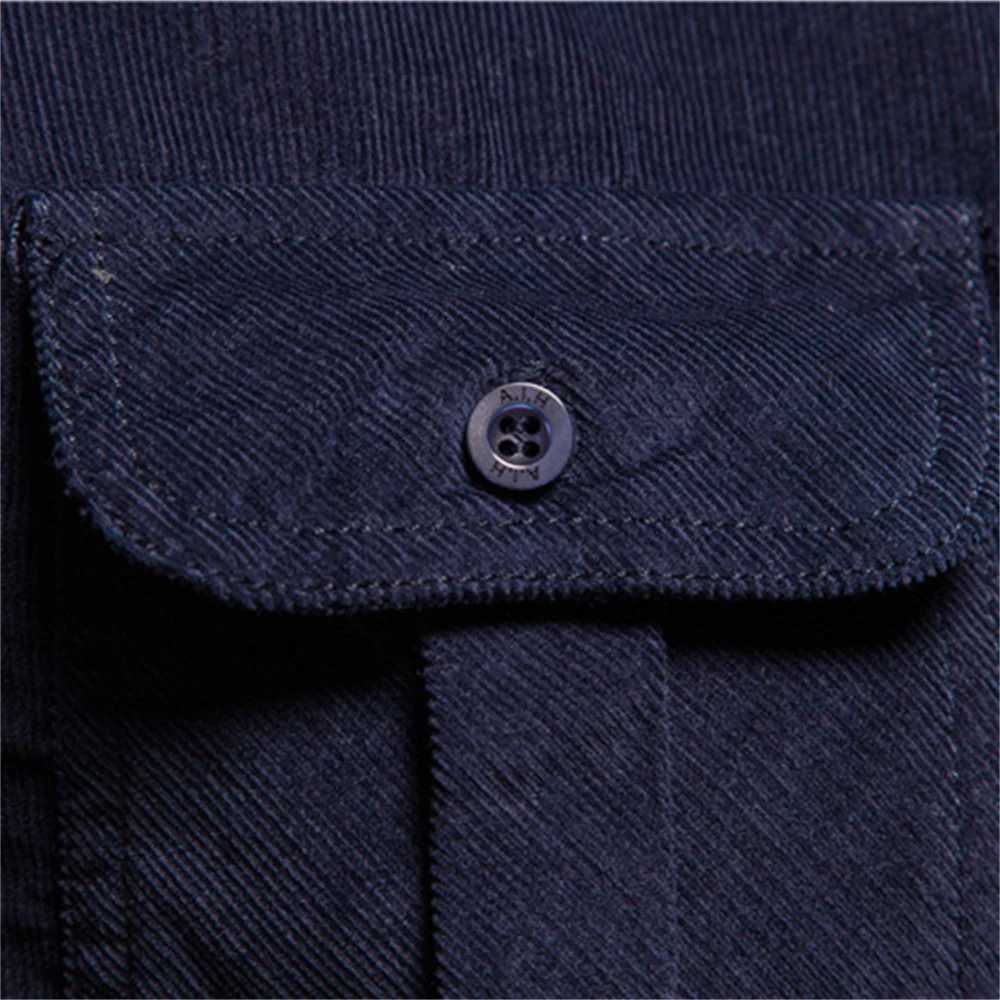 2021 New Single Breasted 100 Cotton Mens Shirt Business Casual Fashion Solid Color Corduroy Men Shirts Autumn Slim Shirt Men X250903