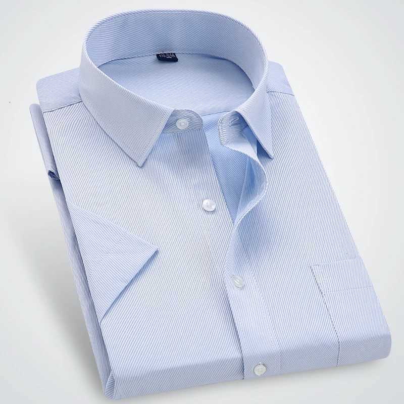Men Short Sleeve Dress Shirt Summer Fashion Solid Slim Fit Casual Social Shirts Comfortable Breathable Thin Tops X250903