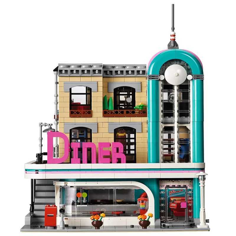 6 MINI Figures 2488PCS Downtown Diner Building Blocks Bricks Compatible 10260 15037 Education Kids Christmas Birthday Gifts ToyXJ250903