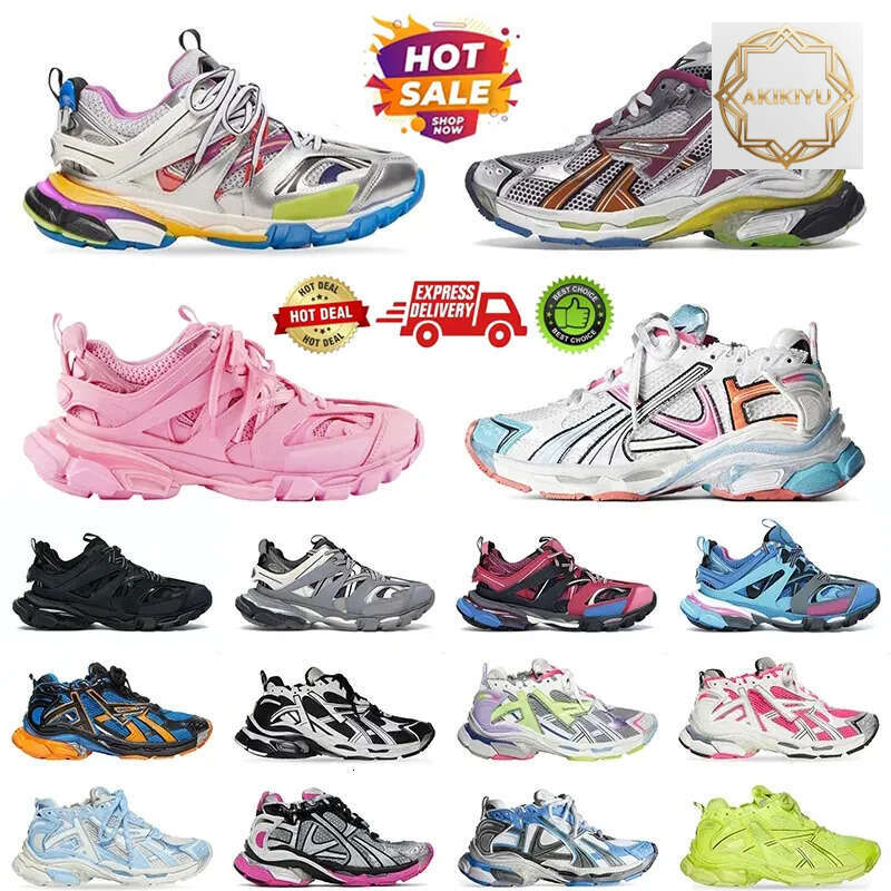 AKIKIYU Designer Casual Shoes Runner 7.0 7.5 Track 3.0 Men Women Paris Triple White Black Pink Grey Beige Sneakers Gomma Leather Nylon Printed Platfor