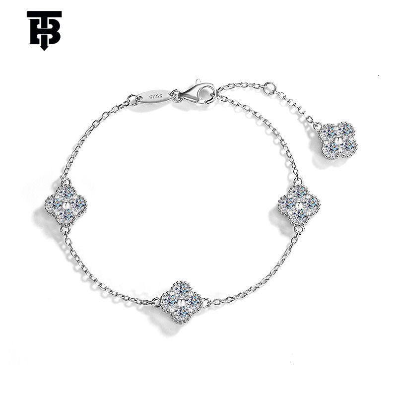 TB BHULAMTE Designer Jewelry Ladies' S925 Silver Moissanite Bracelet Is A Party Bracelet Fully Set With Diamonds Light Luxury Petite Fashionable 