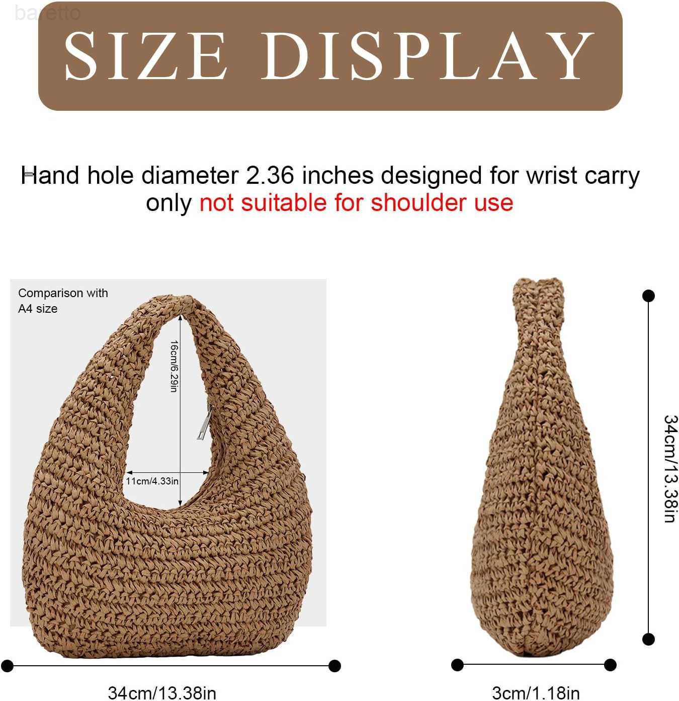 Women Hand Carry Only Straw Bag Crescent Summer Beach Purse Soft Faux Straw Tote 2025 M250903