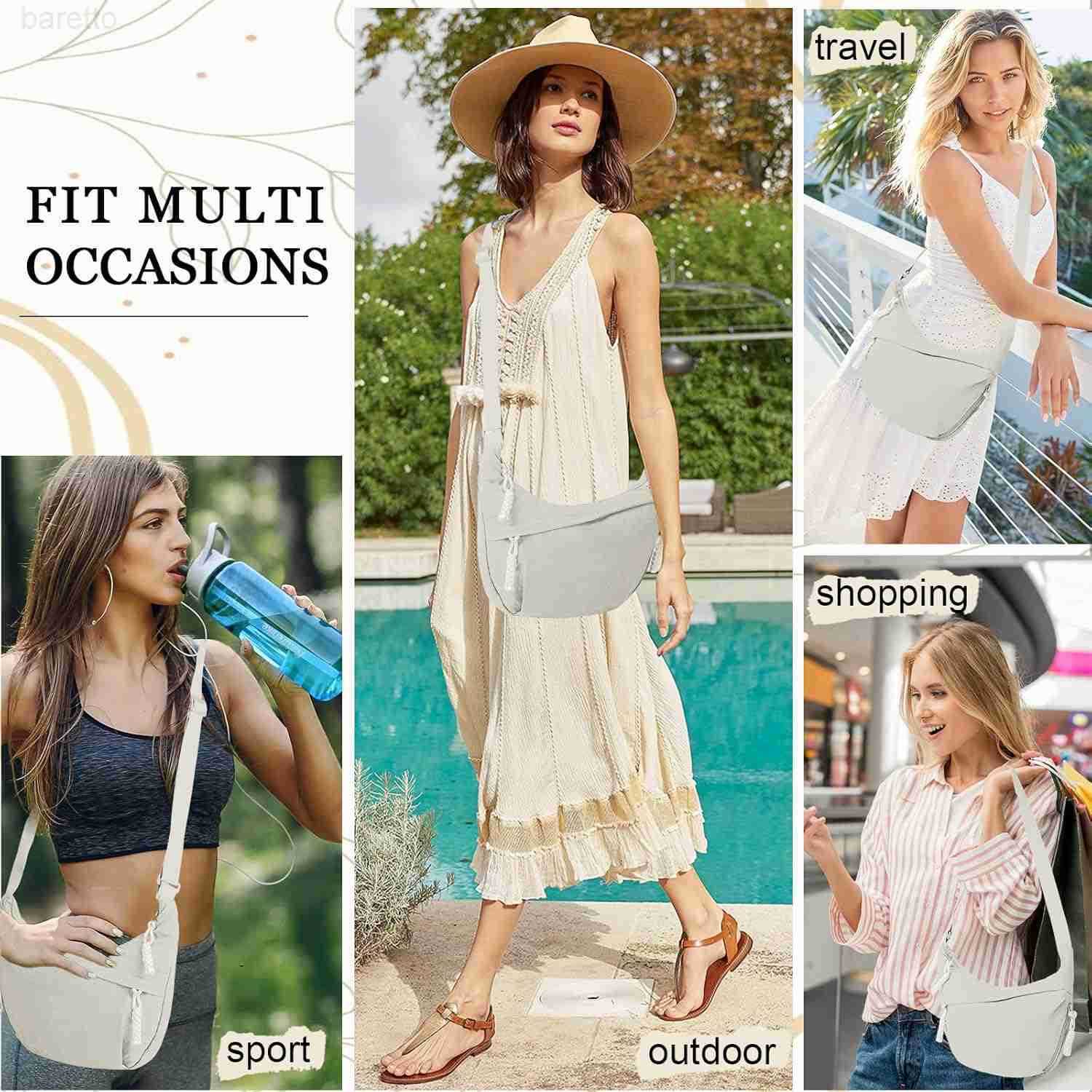 Hobo Bag for Women Men Crescent Crossbody Bag Small Shoulder Nylon Dumpling Bag with Adjustable Strap M250903