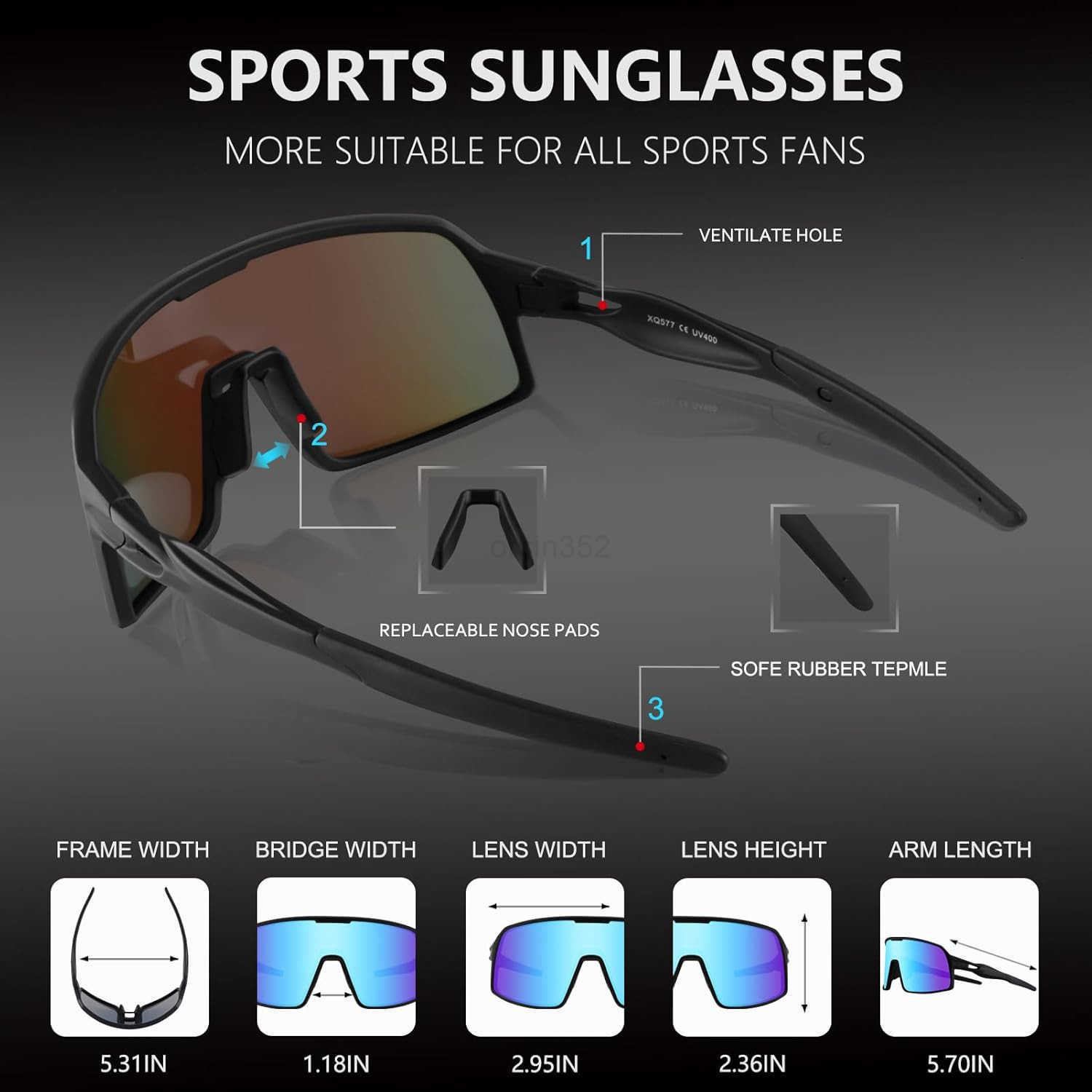 Polarized Cycling Glasses Sports Sunglasses UV400 Protection Men Women Running Fishing Driving Baseball GlassesW250903