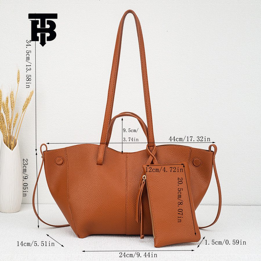 TB BHULAMTE Designer Fashionable Commuting Large-capacity Single-shoulder Bag, Lychee Pattern Niche Handbag Trendy Tote Mother-and-child Bag Light Lux