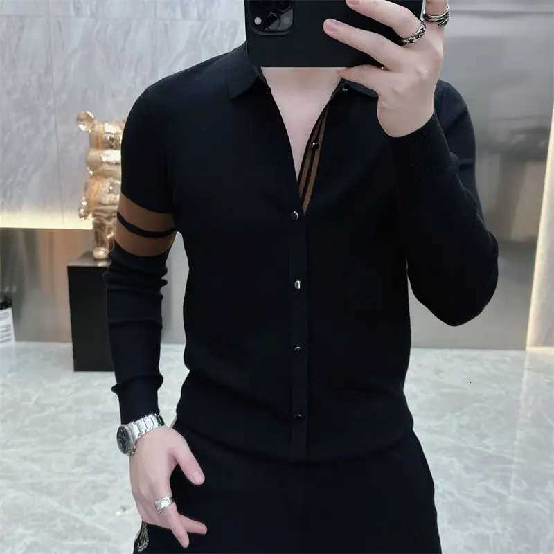 Spring Fashion New Luxury Men Shirts England Style Long Sleeve Slim Casual Business Contrast Color Inglebreasted Allmatch Tops X250903