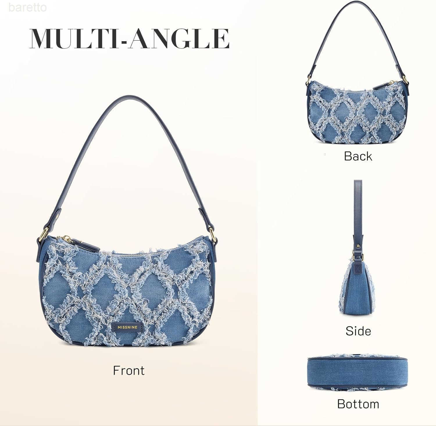 Shoulder Bag for Women Small Purse Trendy Clutch Hobo Bag Vegan Leather Mini Handbag with Zipper Closure M250903