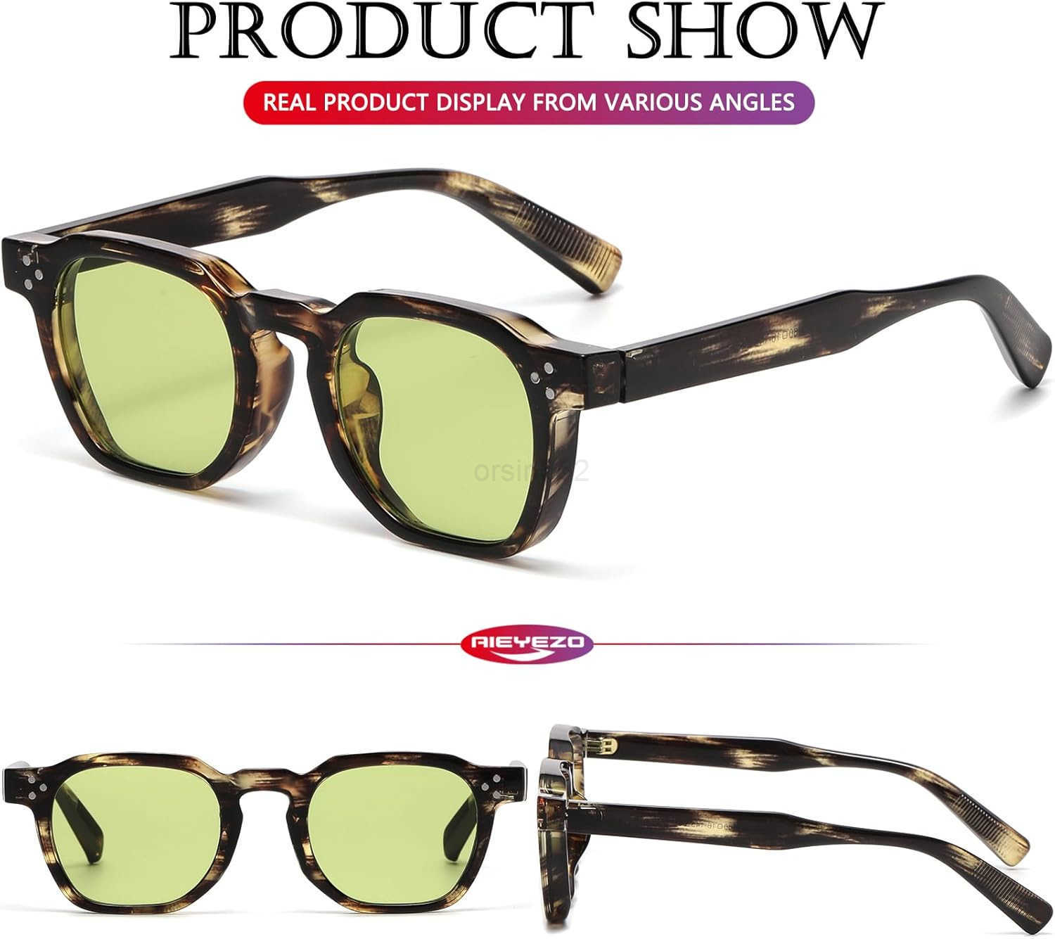 Retro Sunglasses for Womens Mens Square Thick Framed Shades Trendy Vintage Sun GlassesW250903