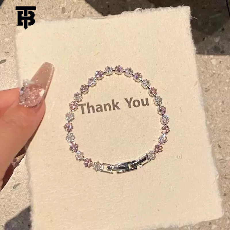 TB BHULAMTE New Designer Pearl Light Women's Bracelet Luxurious Style Super Shiny Pink Square Zircon Bracelet High-end Multi-functional Jewelry