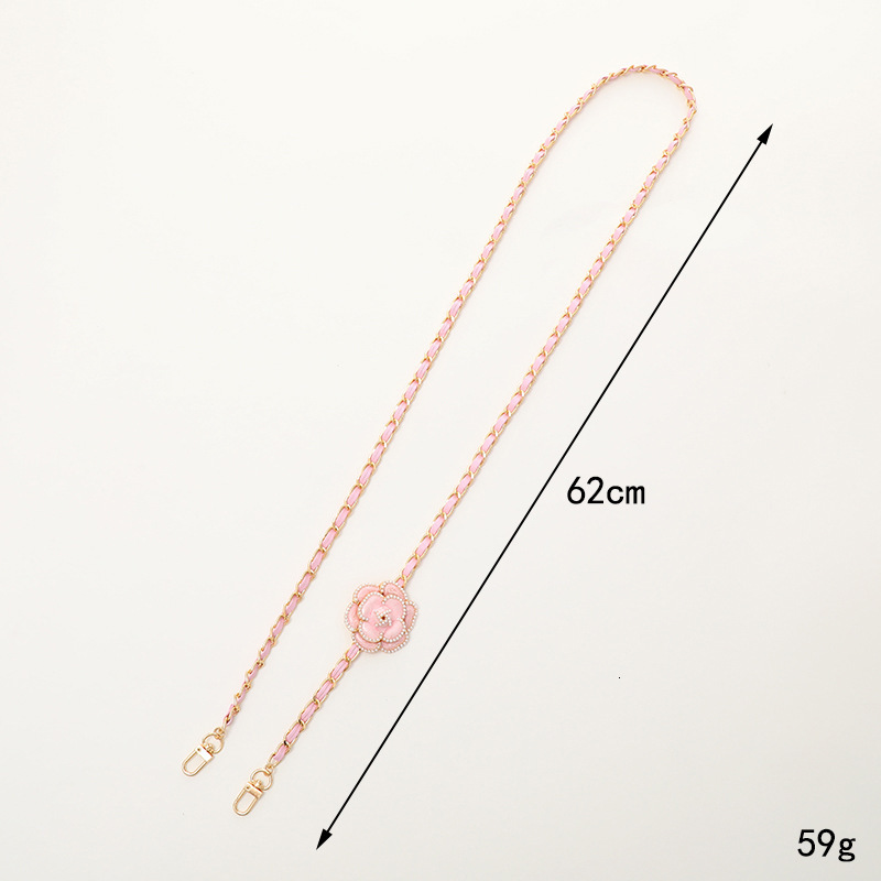 New Camellia Leather Metal Phone Case Lanyard Style Bag Strap Anti-Lost Anti-Drop Chain for Women