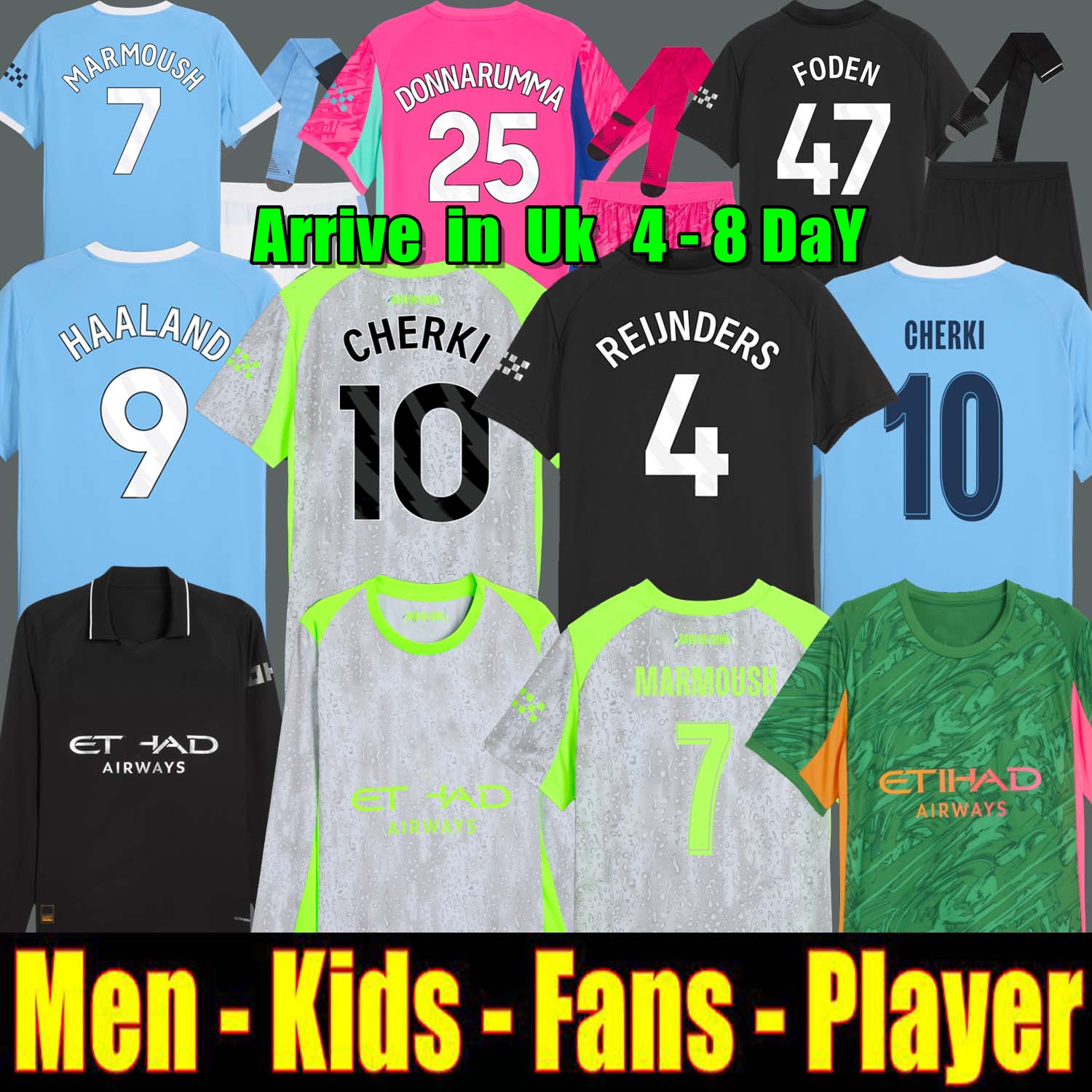 2025 25 26 HAALAND soccer jerseys FODEN MARMOUSH DOKU Cherki KOVACIC GVARDIOL RODRIGO Reijnders football shirt men kids kits goalkeeper pink DONNARUMMA 999