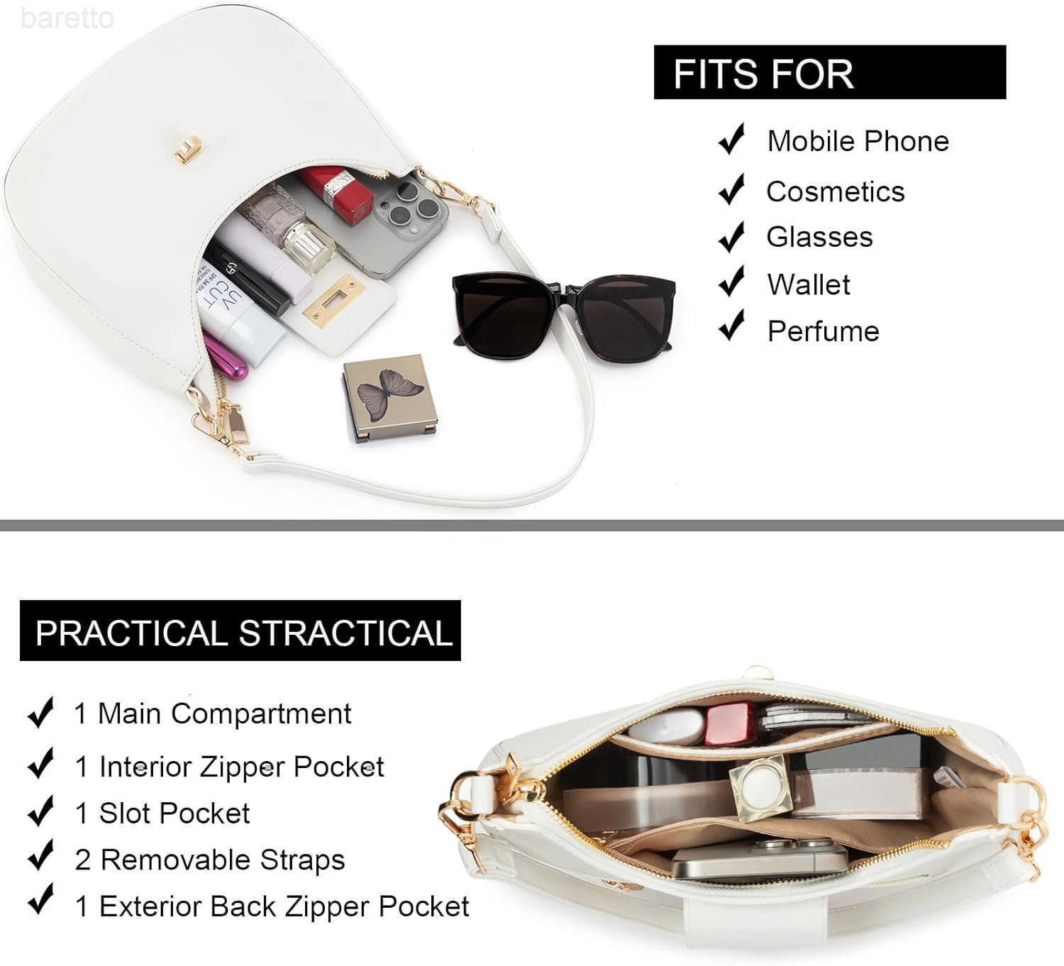 Crescent Shoulder Bag for Women Retro Vegan Leather Crossbody Bags Tote HandBag Underarm Purses M250903