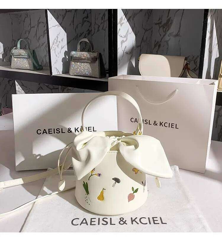 High Quality Fashion Embroidery Bucket Textured Women's Handbag Lady Purse Shoulder Messenger Female Casual Bag