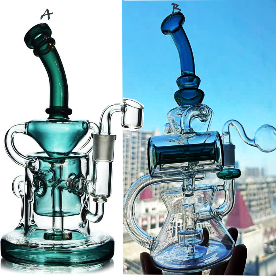 Green Glass Hookahs Beaker Bong Glass Water Pipes Smoking Glass pipe Bubbler big Water Bongs with 14mm bowl