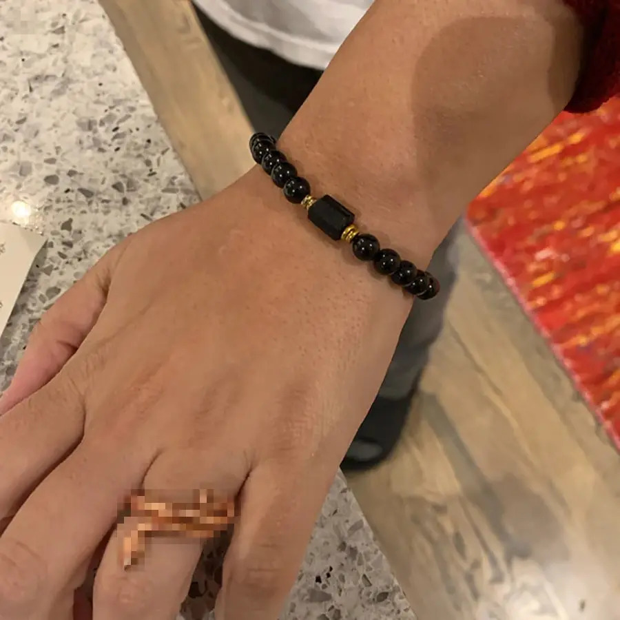 Raw Black Tourmaline Black Tourmaline bracelet 6mm wrist mara protection grounding stress relief root chakra1pc 250902