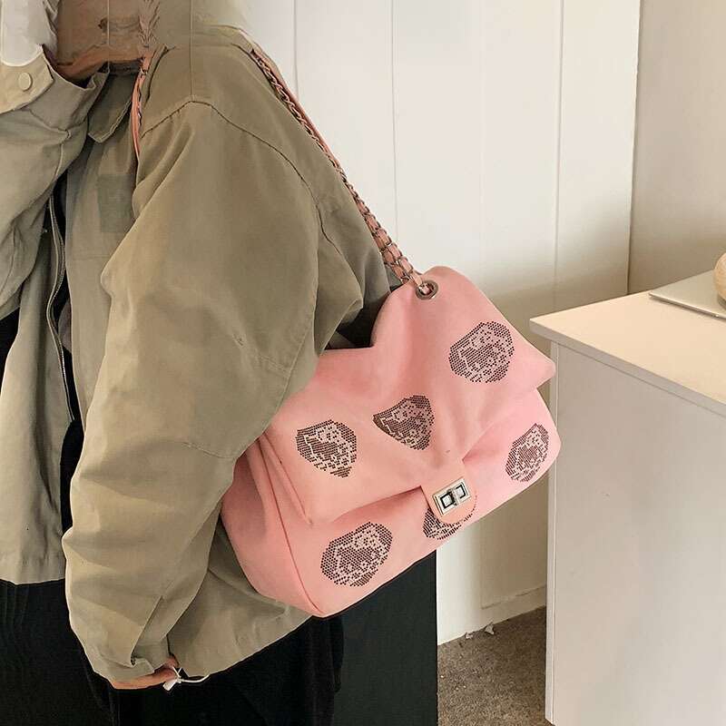 DHpet_wholesale Women's Suede Messenger Bag - Large Capacity Crossbody Purse with Rhinestone Details, Fashion Underarm Shoulder Bag for Daily Use